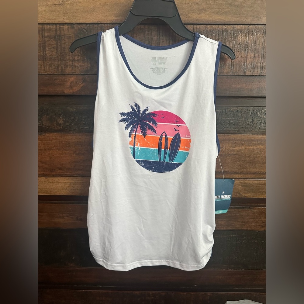 ✨NWT Reel Legends Girls White Tank with Surf Graphic✨